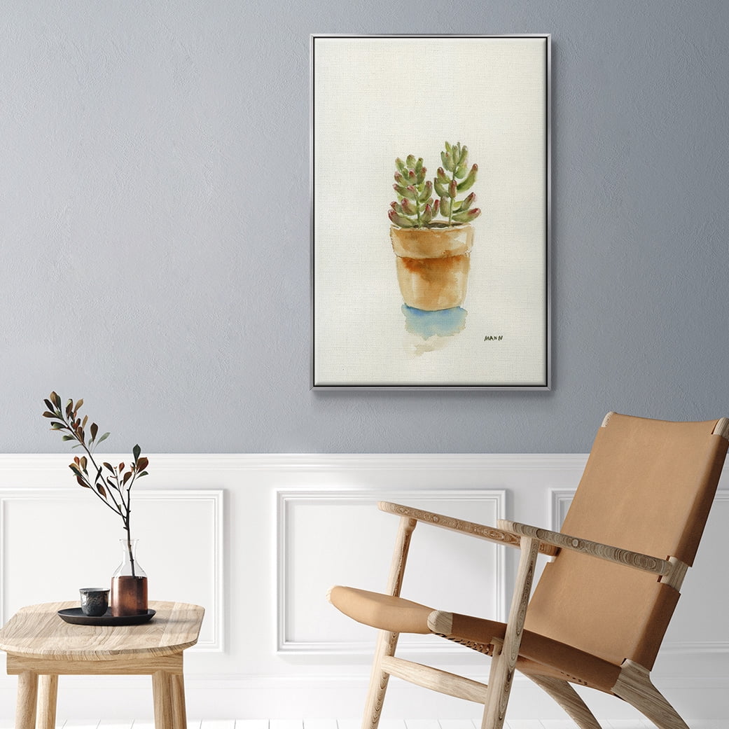 Succulent III Framed Premium Gallery Wrapped Canvas - Ready to Hang - 25 x 37 - Silver Floating Frame