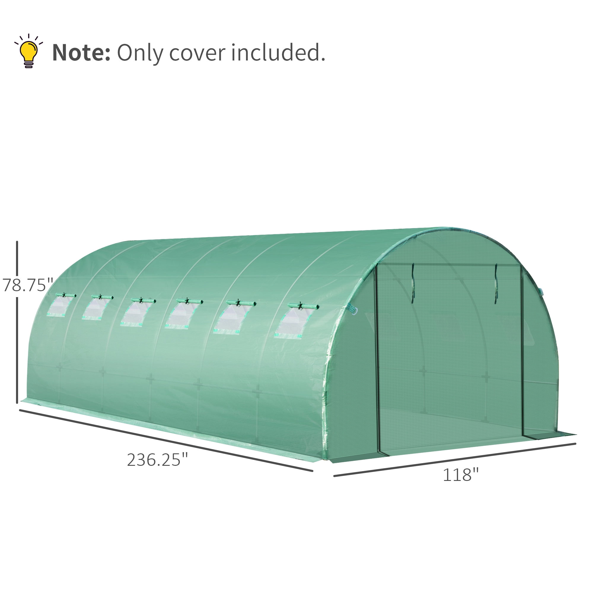 Outsunny 19.7' x 9.8' x 6.6' Greenhouse Cover Replacement, Green