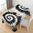thumbnail image 6 of Black Gray Ombre Table Cloth Waterproof Tablecloths, Retro Abstract Tie-dye Tribal Boho Tablecloth Dining Table Cover for Kitchen Party Tabletop Outdoor, Rectangle Tablecloth 60x120 Inch, 6 of 9