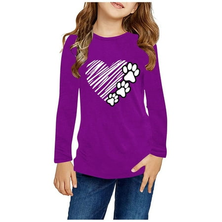 

ATOGUTA Toddler Girls Long Sleeve Shirts Purple Long Sleeve Shirts Kids Fashion Crewneck Tunic Tops Halloween Shirt Size 3T-14