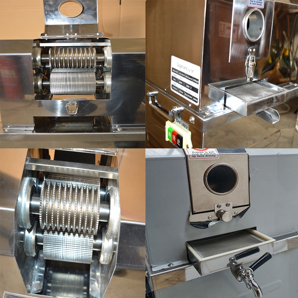EQCOTWEA 4 Rollers Electric Sugarcane Juicer Juice Press Machine Stainless Steel