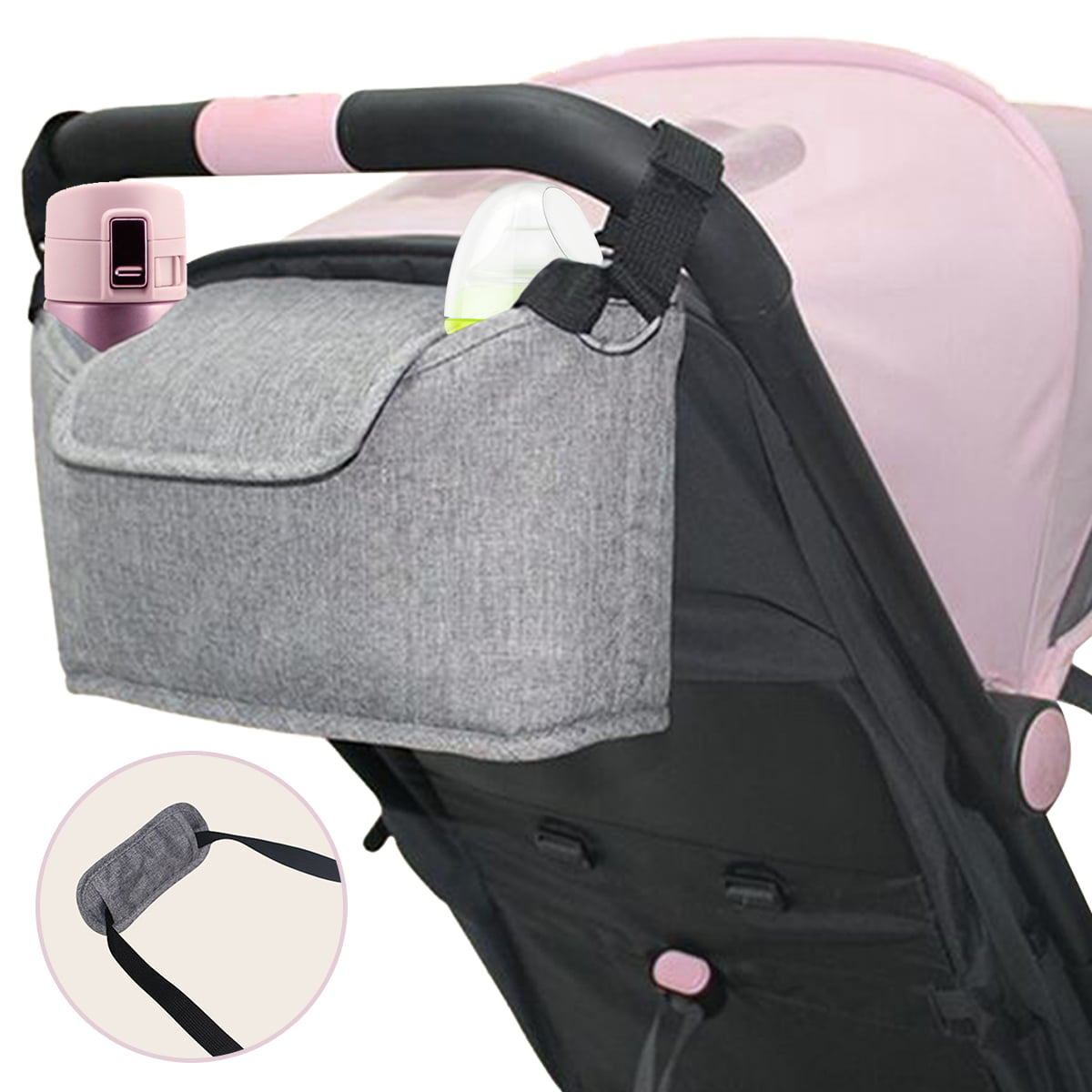 GREY Mountain Buggy Baby Jogger Stroller Cup Holder Organizer Wipes Diaper Phone 