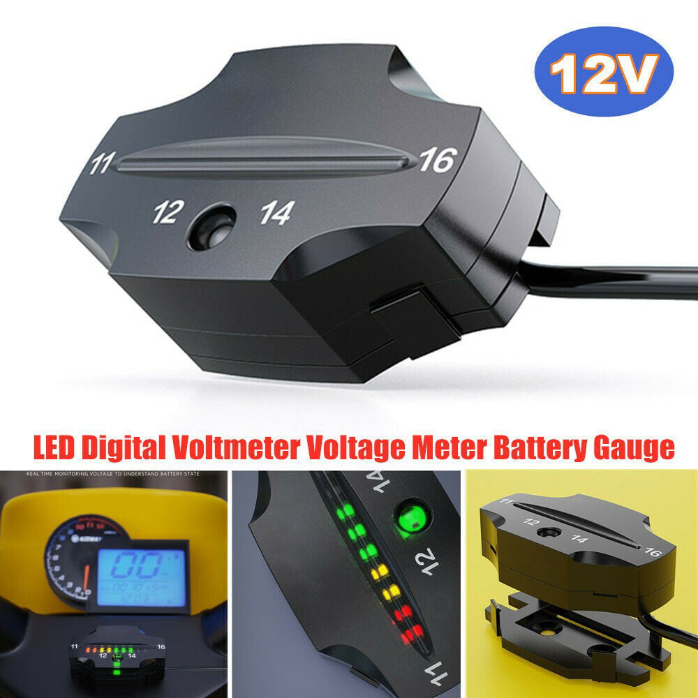 12V Motorcycle LED Display Voltmeter Meter Guage Volt Tester Battery Voltage 