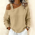 thumbnail image 2 of Dagugfen Womens One Shoulder Sweatshirts Cotton Linen Long Sleeve Adjustable Buckle Breathable Fall Winter Wear Tops(XXL,Coffee), 2 of 5