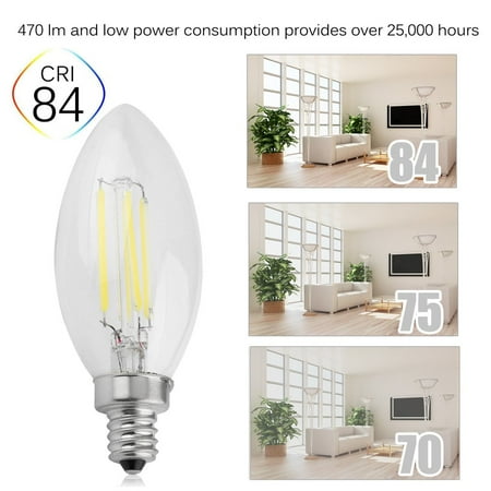 6pcs Ac 110v 4w Light 5000k Daylight White Chandelier Led Filament 6pcs Ac 110v 4w Light 5000k Daylight White Chandelier Led Filament Bulbs E12 Candelabra Lamp Home