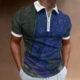 thumbnail image 6 of Afuyipoi Men's T-Shirts,Zipper T-Shirt Turn Down Collar Short Sleeve Athleisure Tees Blue M, 6 of 7