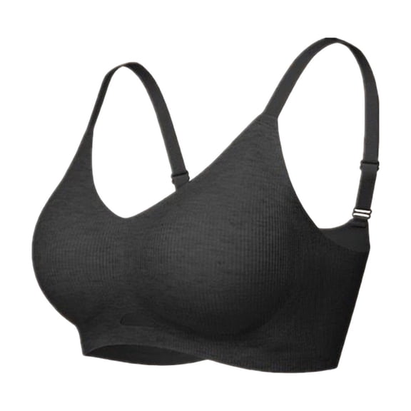 BaoFuBaoMei Womens Ribbed Bras Plus Size Push up Wireless Bra Adjustable Strap Seamless Brassiere Supportive Breathable Bralette