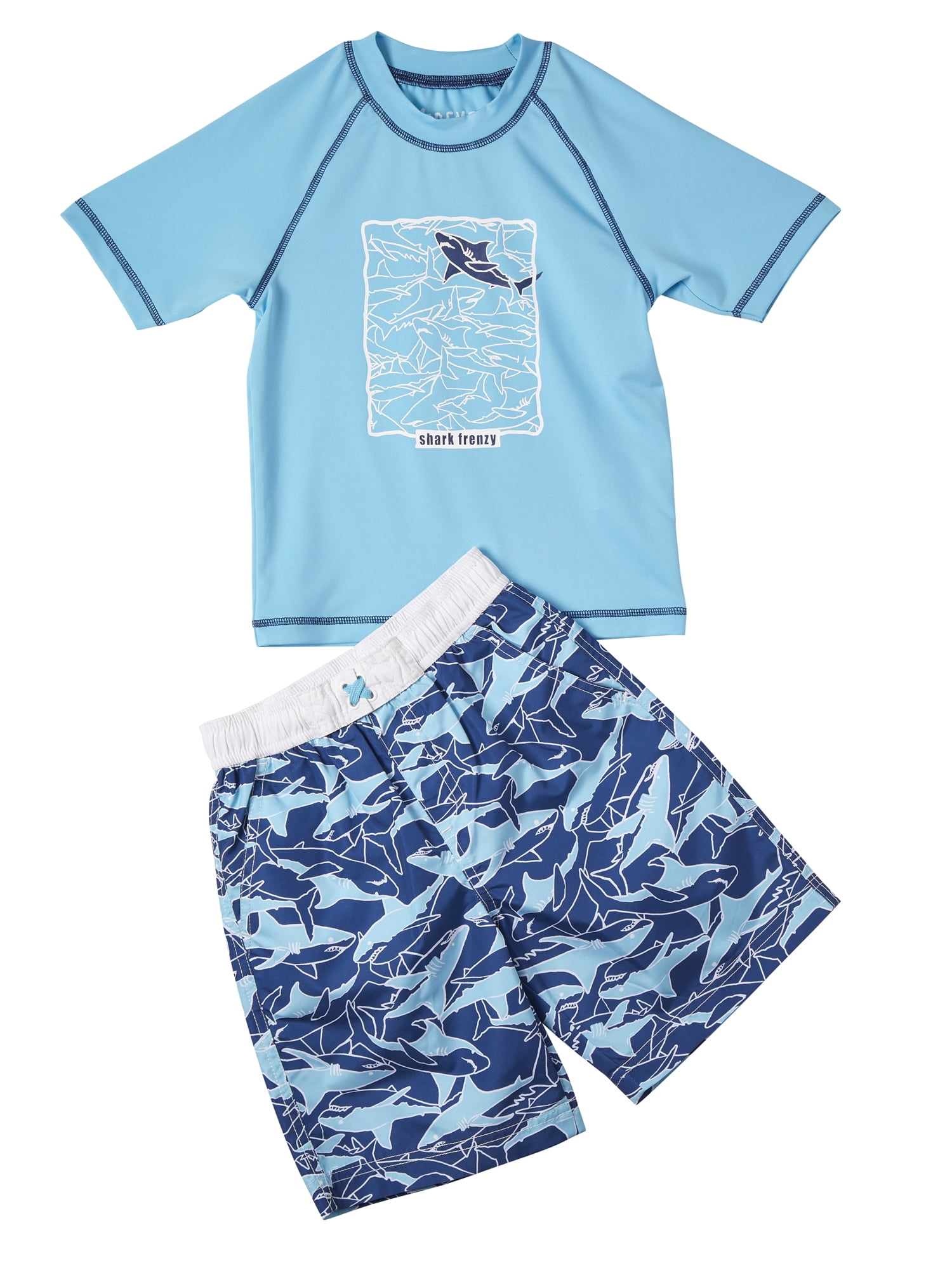 Wippette Blue Crab Swimsuit Set Swim Trunks & Hooded Coverup Size 2T Adorable! 