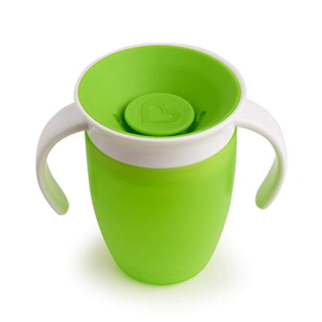 Taza entrenadora de 240ml Miracle de 360 grados, taza entrenadora sin derrames con dos asas para bebés