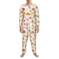 thumbnail image 4 of Kll Cute Cartoon Mushrooms Sleepwear Mens Flannel Pajamas,Long Cotton Pj Set, 4 of 9
