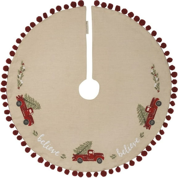 Primitives by Kathy Embroidered Tree Skirt, Believe-Truck