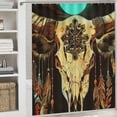thumbnail image 6 of Orinice Cow Skull Feather Cross Bathroom Decoration Set with Hooks, Colorful Luxury Graphic Print Shower Curtain, Waterproof Bathroom Shower Curtain Set for Home Décor, 6 of 7