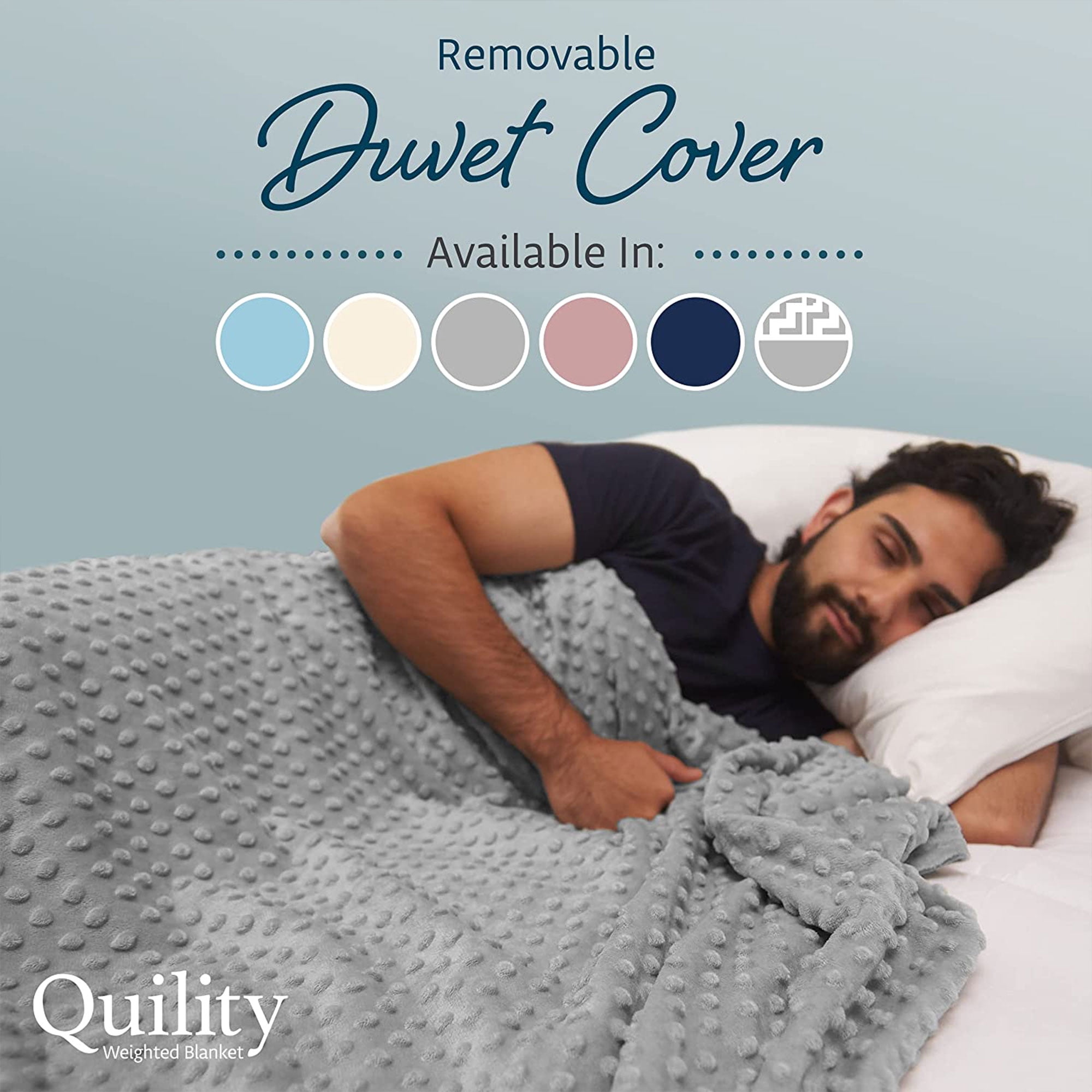 Quility 15lb Weighted Blanket w Glass Beads for Adults 60 x 80 Gray Walmart