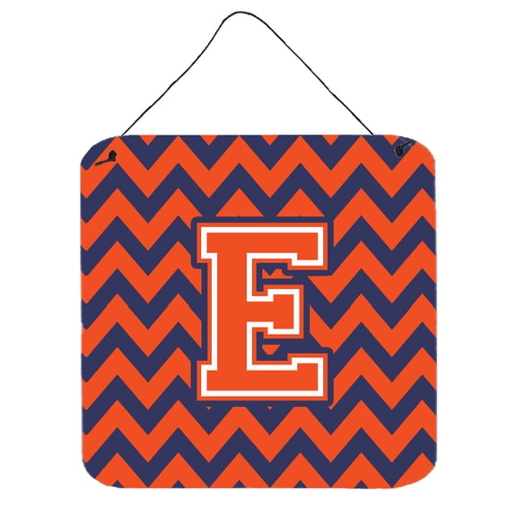 Carolines Treasures CJ1042-EDS66 Letter E Chevron Orange and Blue Wall or Door Hanging Prints 6HX6W multicolor