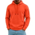 thumbnail image 2 of Men's Hoodie Hooded Long Sleeve Solid with Warm Cozy Soft Touch Comfortable Everyday Pullover Basic Top for Fall Winter Everyday Wear and Weekend Outings Orange 3XL, 2 of 5