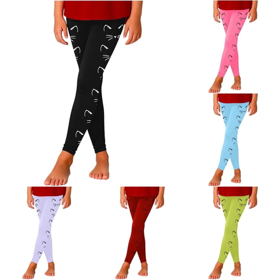 Toddler Girl Pants Stylish Printed High Waisted Leggings Athletic Casual Stretchy Pants Size 3-4T ,Black