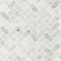 MSI Carrara White 1 X 2 Herringbone Honed Marble Mosaic Tile