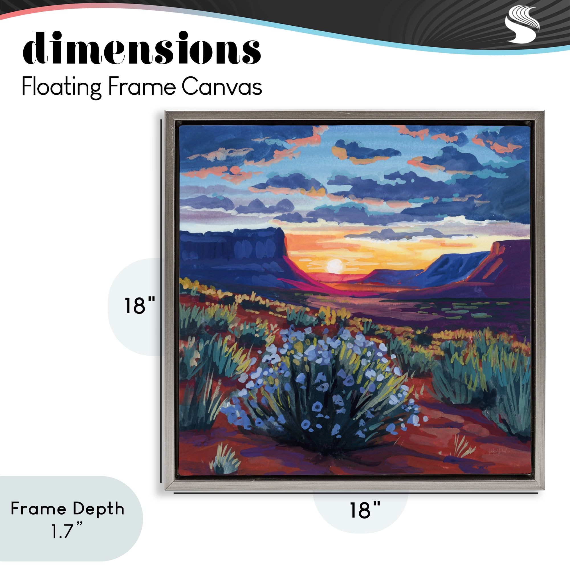 Stupell Industries Desert Sunset on Blooming Bush Gray Framed Floater Canvas Wall Art, design by Kate Jarvik Birch