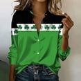 thumbnail image 2 of NMMUED St. Patricks Day Shirt Womens Button Down Blouse St Paddys Day Shirt Shamrock Graphic Tops Going Out Tops for Women Green St Patricks St Patricks Day Tops for Women Dark Blue M, 2 of 4