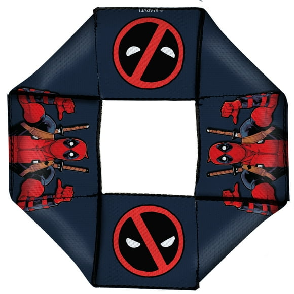 Buckle-Down Chien Jouet Volant Octogonal Deadpool Ce Gars Pose Logo2 Gris Rouge Noir Blanc