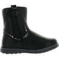 thumbnail image 2 of BETANI ISLA-1 Girls Glitter Embroidered Side Zipper Flat Heel Ankle Bootie, Black, 9, 2 of 4
