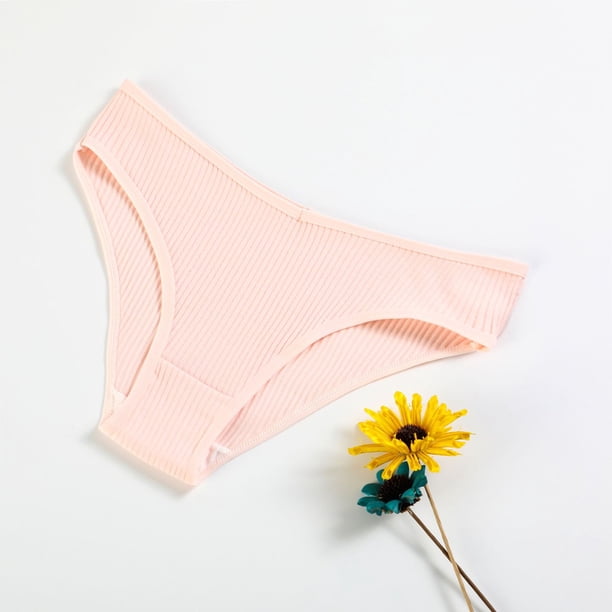 Braguitas de algodón con forma de V para mujer, con rosca, de color sólido europeo y americano, de cintura baja, transpirables, de doble capa, para niñas