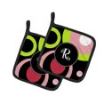 thumbnail image 1 of Carolines Treasures AM1002-RPTHD Lettre R Monogramme - Rétro en Noir Paire de Porte-Pot, 7.5 x 3 x 7.5 Po., 1 of 1