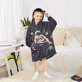 thumbnail image 6 of FORMRS Wearable Blanket Hoodie with Sleeves for Kids Cozy Flannel Sweatshirt, Pink Record, 6 of 7