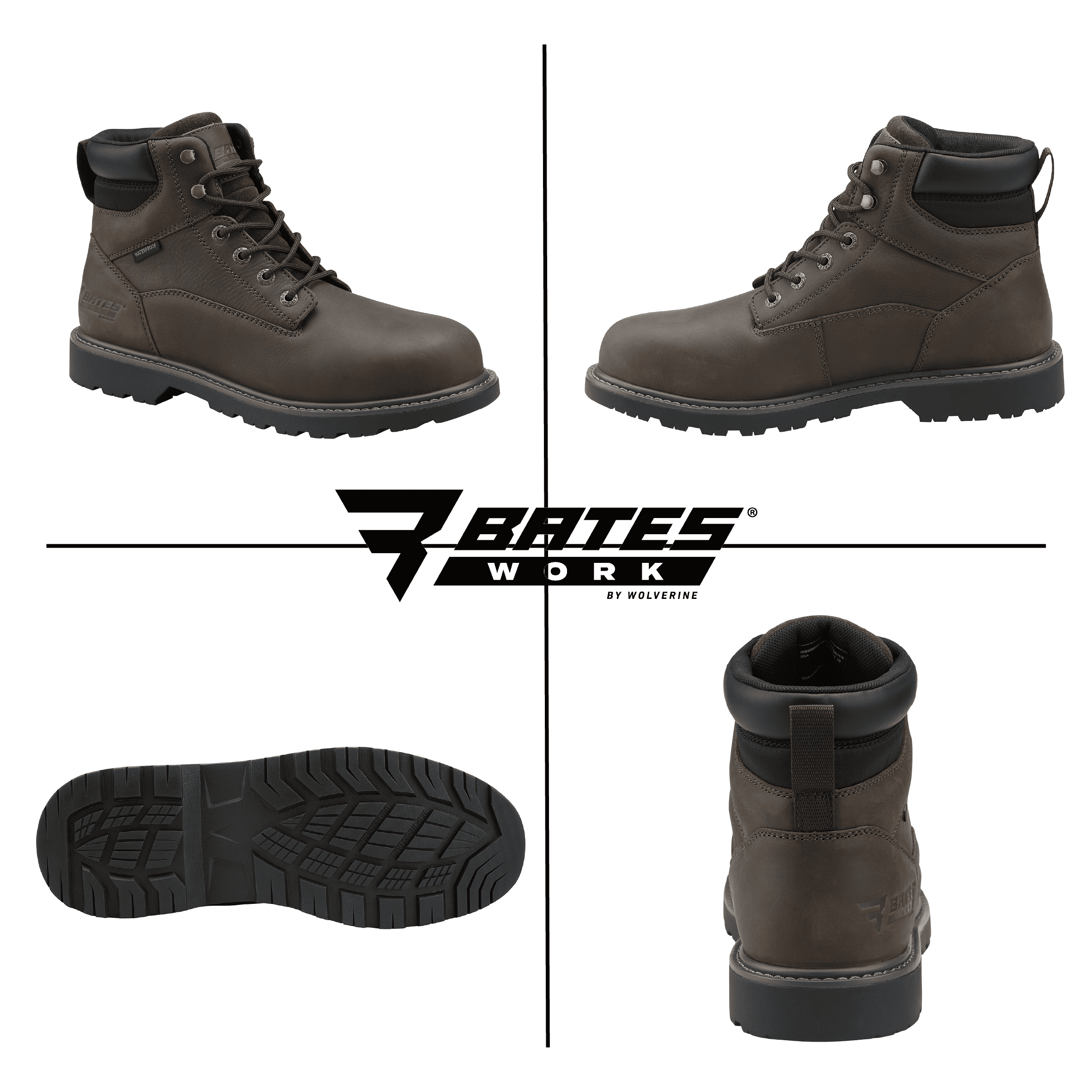 Bates Work by Wolverine Men's Mechanic Waterproof Steel Toe Work Boot