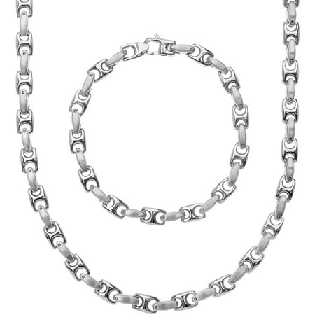 Stainless Steel H-Link Necklace and Bracelet Set