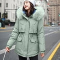 thumbnail image 4 of LoyisViDion Coat Women'S Winter Thickening and Velvet Keeping Warm Casual Coat with Hat Green 10(XXL), 4 of 9