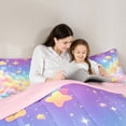 thumbnail image 5 of Manfei Cute Glitter Stars 7pcs Bedding Comforter Set for Kids, Starry Sky Cloud Queen Bedding Sets, Dreamy Cartoon Theme Reversible Queen Sheet Sets, Luxury Bedroom Decor, 5 of 8