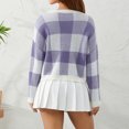 thumbnail image 7 of KOMOO Women Plaid Cropped Sweater Long Sleeve V-Neck Button Down Cardigan Knitwear Knitted Top Shirt, 7 of 7