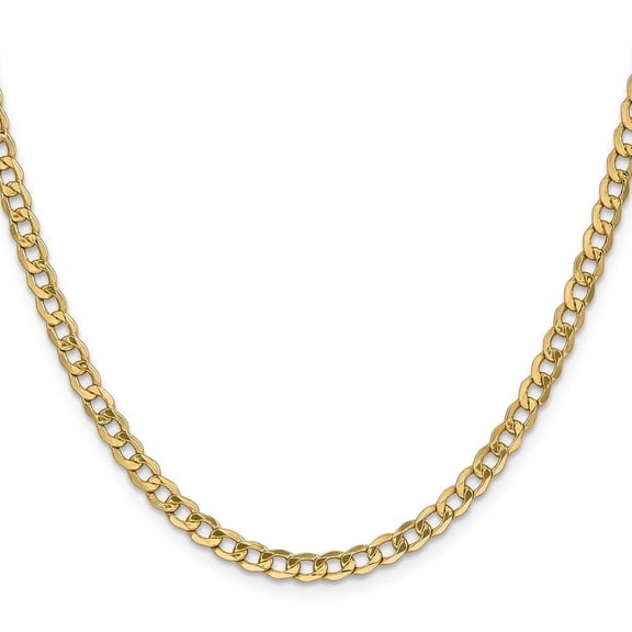 Diamond2Deal Mother's Day Gift 10K Yellow Gold 4.3mm Semi-Solid Curb Chain Bracelet for Women 7"