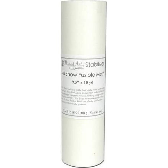 Threadart No Show Fusible Mesh | 9.5" x 10 yd roll | For Machine Embroidery | A Nearly Invisble Embroidery Backing | Iron On Cutaway