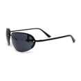 thumbnail image 3 of Classy Rimless Oval Metal Rim Luxury Gentlemanly Sunglasses All Black, 3 of 4