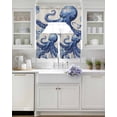 thumbnail image 3 of Blue Octopus Coastal Swag Kitchen Curtains Sets for Windows 24 Inch Length, Nautical Summer Beach Ocean Rustic Short Window Curtain Panels Swags Valances and Tiers 3 Piece Set for Cafe/Dining Room, 3 of 5
