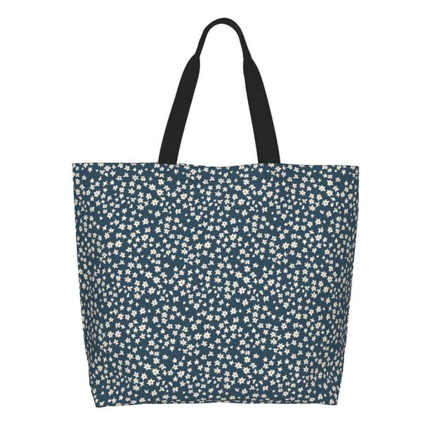 Disketp Small White Flowers Bolsa Tote Estampada para Mujer, Bolso de Hombro y de Mano para Compras y Viajes