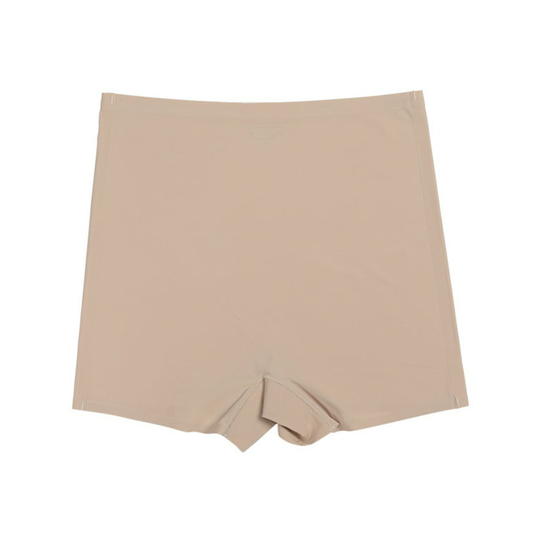 MAWCLOS Women High Waist Underwear Seamless Home Boxer Briefs Plain Stretch  Sleep Underpants Lingerie Nude Color S 