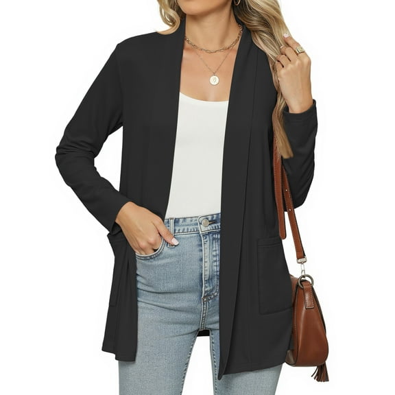 MOSHU Lightweight Cardigans for Women Long Sleeve Open Front Tops Casual Loose Fall Cardigan with Pockets