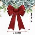 thumbnail image 2 of Red Christmas Bow Plastic Glittery Wreath Bows Holiday Thanks Giving Decorative Ornaments Perfect for Tree Filler Garland Home Door Window Decor Decorations 13x9" inches Set of 2, 2 of 7