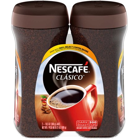Nescafé Clasico Instant Coffee, Dark Roast, 10.5 oz, 2 Pack