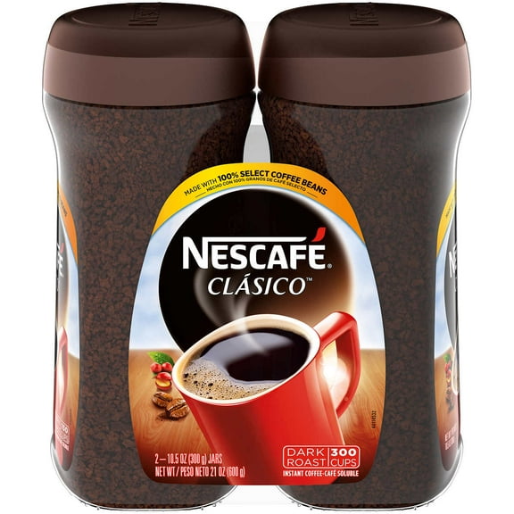 Nescafé Clasico Instant Coffee, Dark Roast, 10.5 oz, 2 Pack