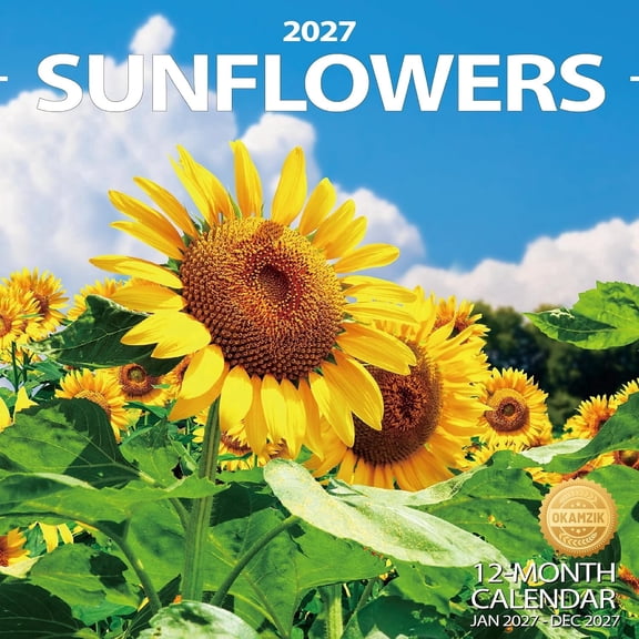 2027 Wall Calendar,Sunflowers Hangable Monthly Planner Calendar for Organizing & Planning, Academic Schedule