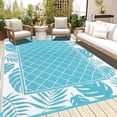 thumbnail image 1 of Alfombra de exterior Ilead, 183 x 274 cm, impermeable y reversible, color verde azulado, 1 of 8