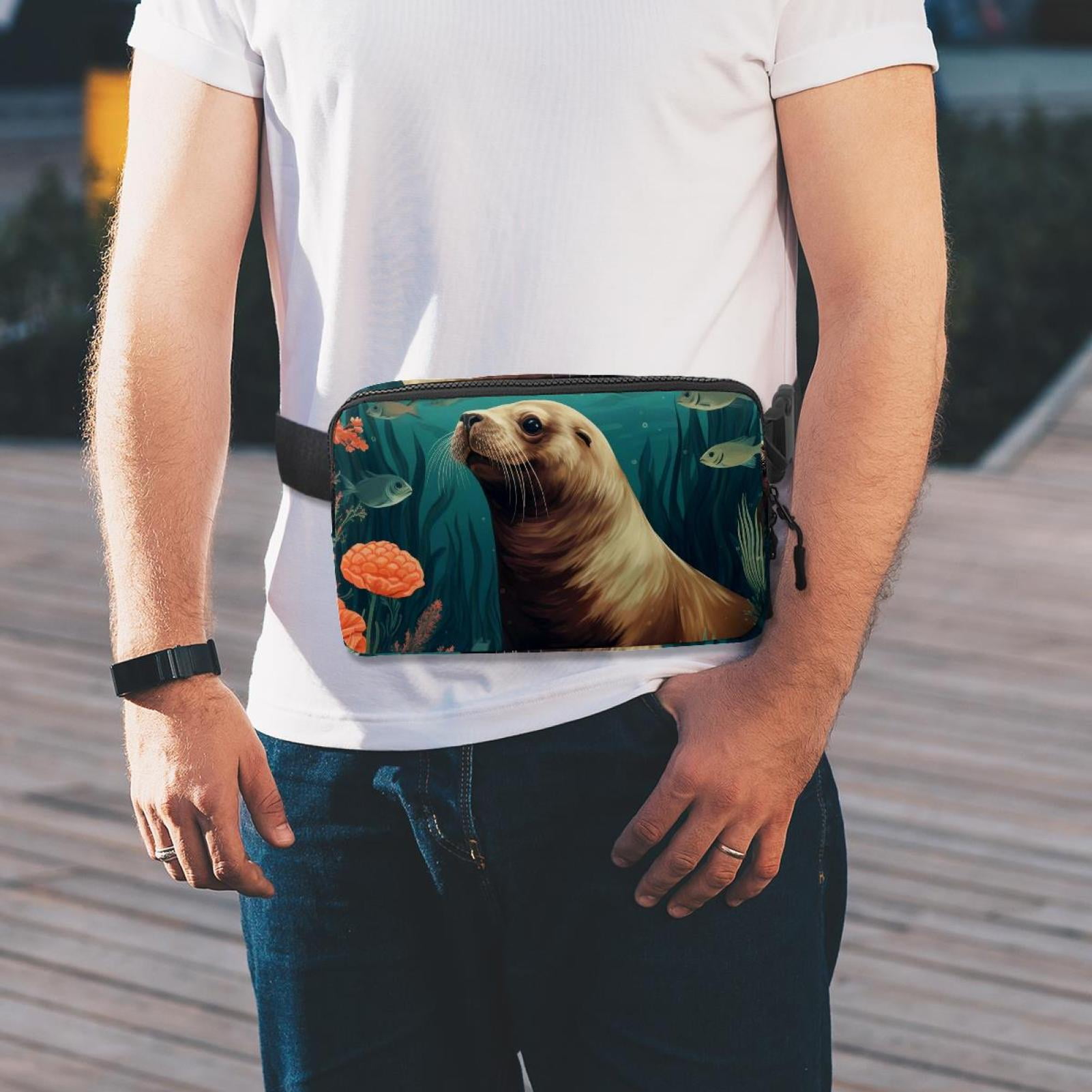 Sea lion Lightweight Running Belt Waist Bag with Extension Strap and Money Belt - Unisex