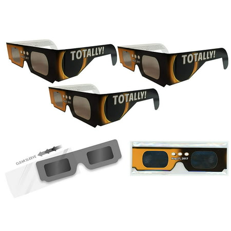 Solar Eclipse Glasses - 3 ISO Certified, CE Approved - Sleeved - Solar Shades, The safe and enjoyable way to view the August 21, 2017 Solar Eclipse. By Get Eclipsed
