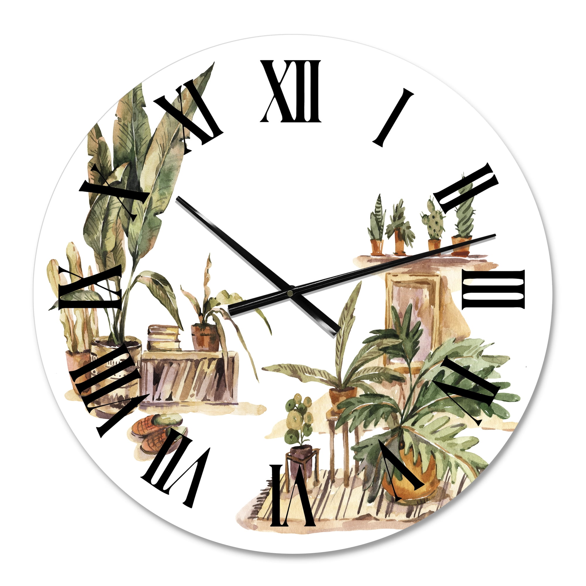 Designart 'Indoor House Plants Urban Jungle Iii' Traditional Wall Clock