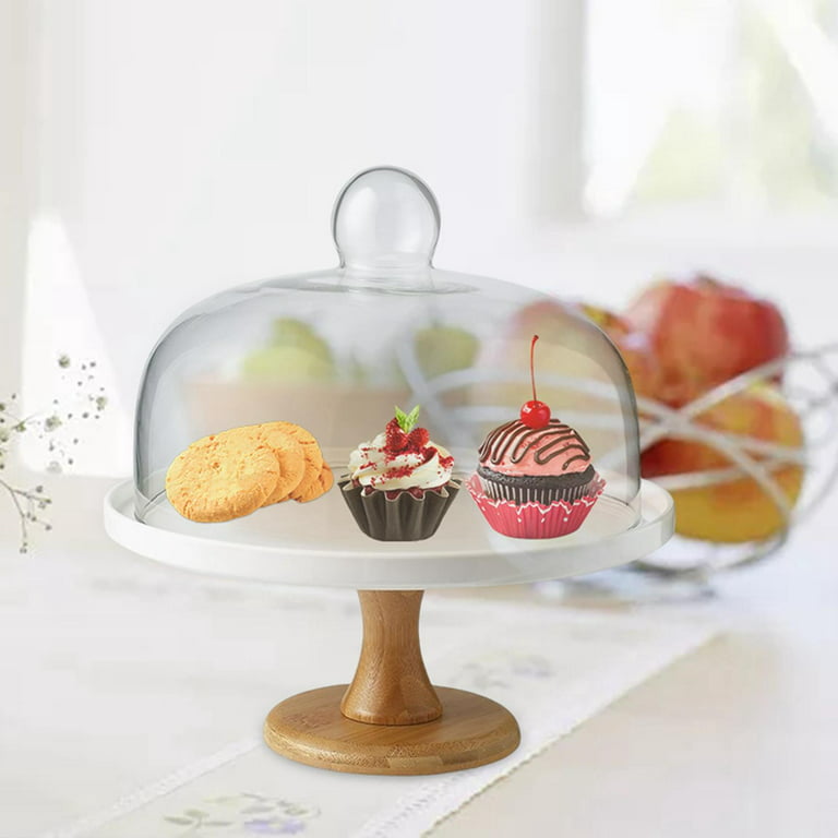 Cake Stand Dome Lid Glass Cover Serving Tray for Appetizer Bread  15cmx10.5cm 
