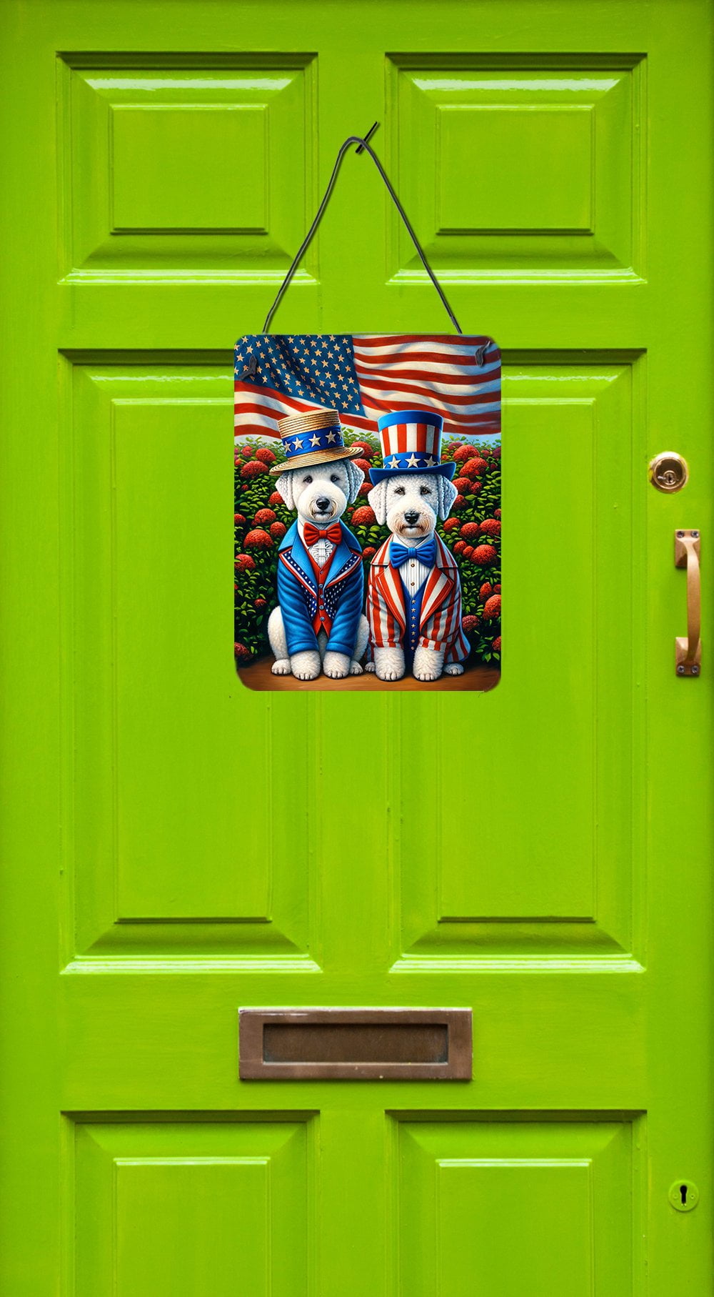 All American Bedlington Terrier Wall or Door Hanging Prints 12 in x 16 in